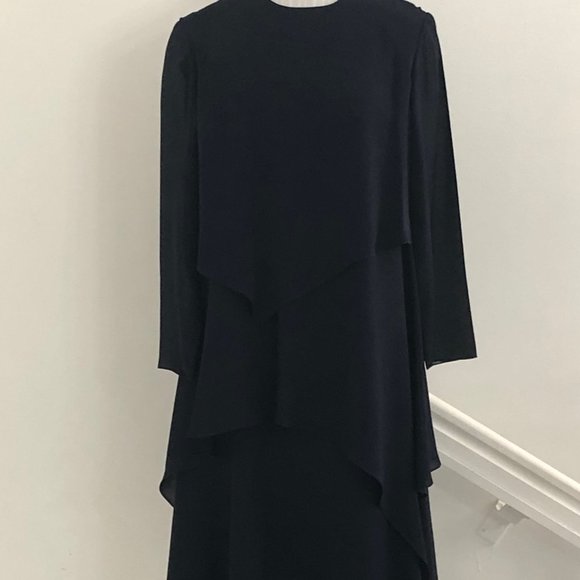 Fiandaca Dresses & Skirts - FIANDACA Vintage Navy Blue 3/4 Sheer Sleeve Layere